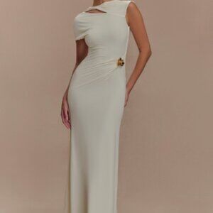 Kaida Slinky Maxi Dress With Hardware - Ivory